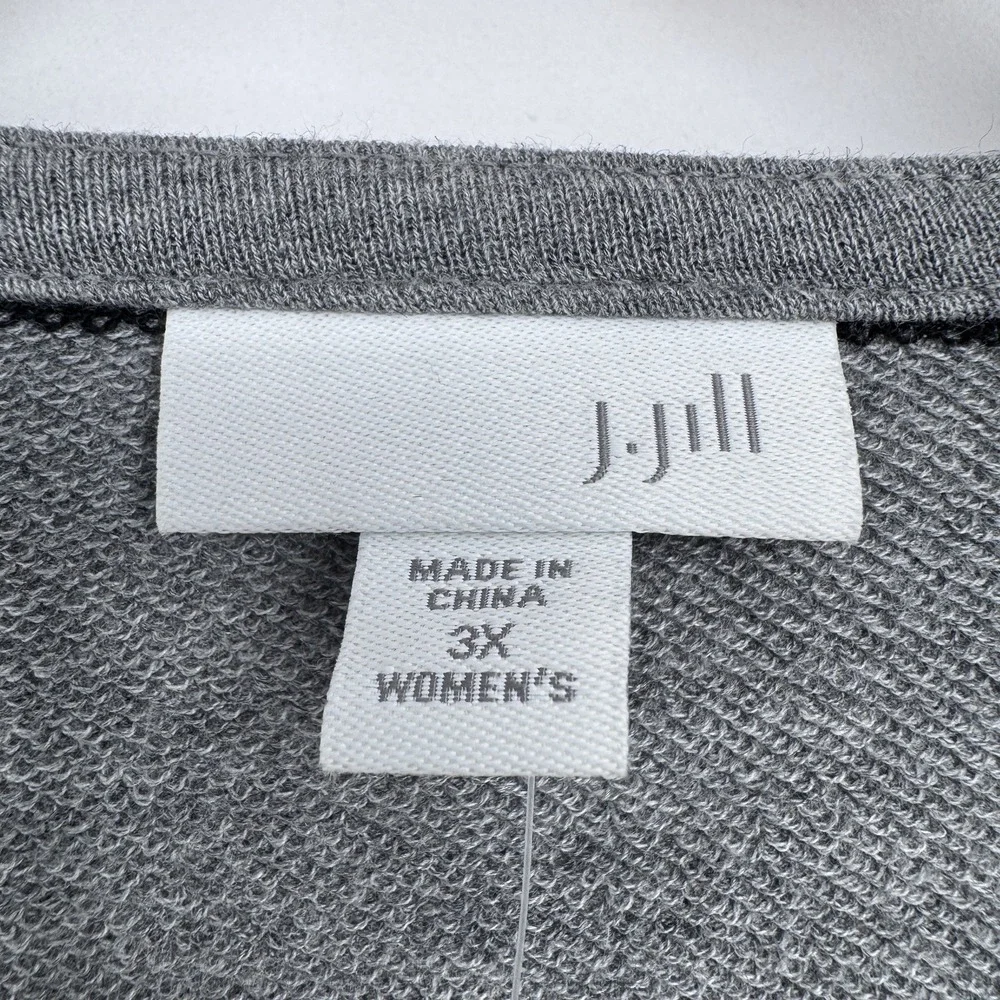 NWT J Jill Striped Sweater Dress Plus 3X Gray Black Long Sleeve Pockets Cozy
